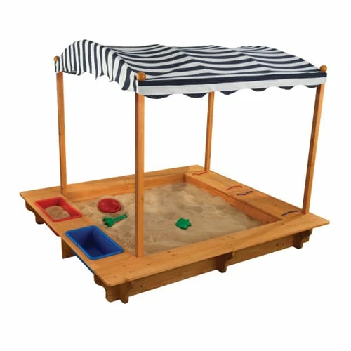 KidKraft Outdoor Sandbox Playset With Canopy Navy And White 1 KidKraft Outdoor Sandbox Playset With Canopy Navy And White