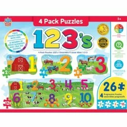Misc Masterpieces Puzzle Educational 4 Pack 123 On The Farm