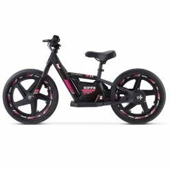 Zippi Electric Zippi Rippa 16″ Kids Electric Balance Bike Black With Pink Sticker Set